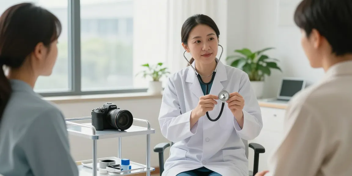 Healthcare professional using a stethoscope in Canada for patient examination.