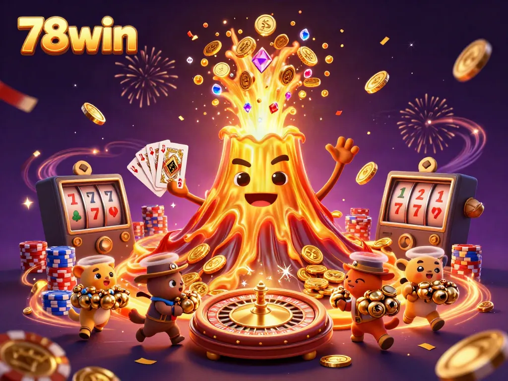Experience thrilling wins at 78win with cascading coins and vibrant casino action.