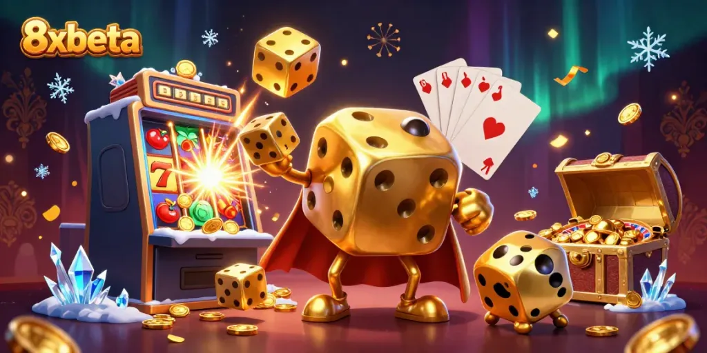 Experience 8xbeta's thrilling casino magic with dynamic dice and slot machines highlighting gaming excitement.